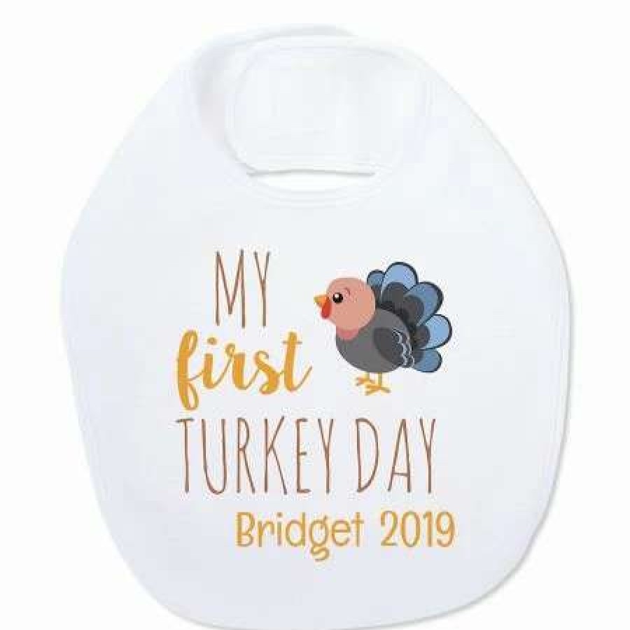 For Kids * | Baby'S First Thanksgiving Personalized Bib