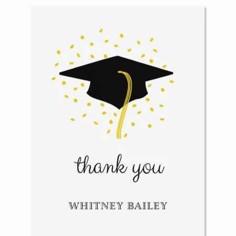 Holidays & Events * | Confetti And Cap Graduation Personalized Thank You Cards