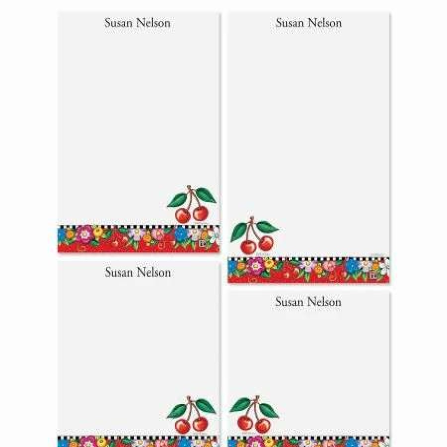 Greeting Cards & Stationery * | Mary Engelbreit'S Cheery Cherry Personalized Notepads