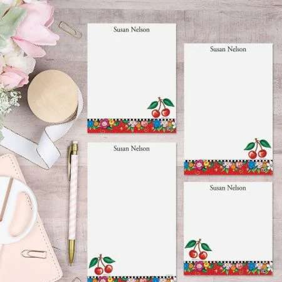 Greeting Cards & Stationery * | Mary Engelbreit'S Cheery Cherry Personalized Notepads