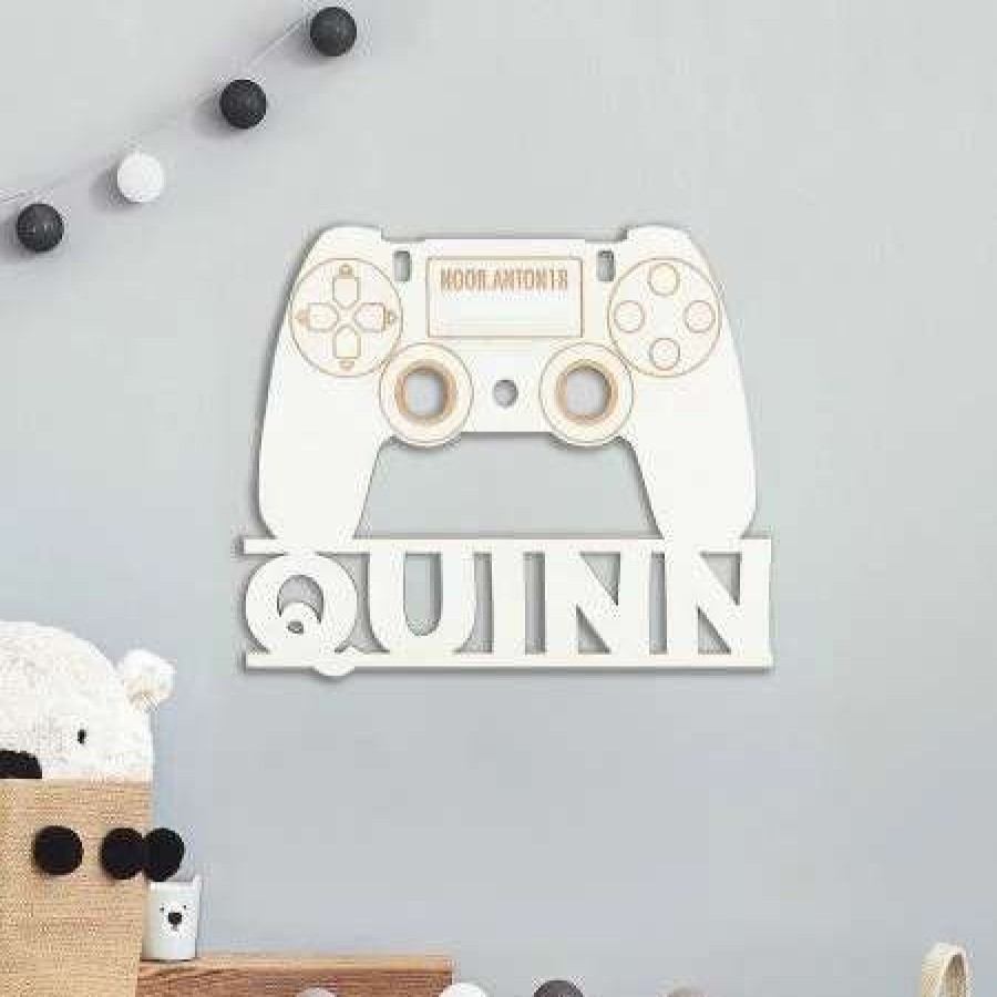 For Kids * | White Gaming Controller Personalized Wood Plaque