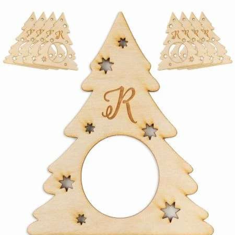 For Home * | Christmas Tree Personalized Wood Napkin Rings