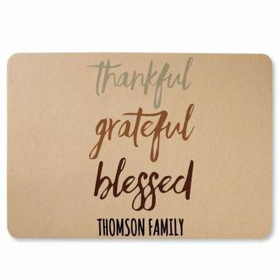 For Home * | Thankful Grateful Blessed Personalized Doormat