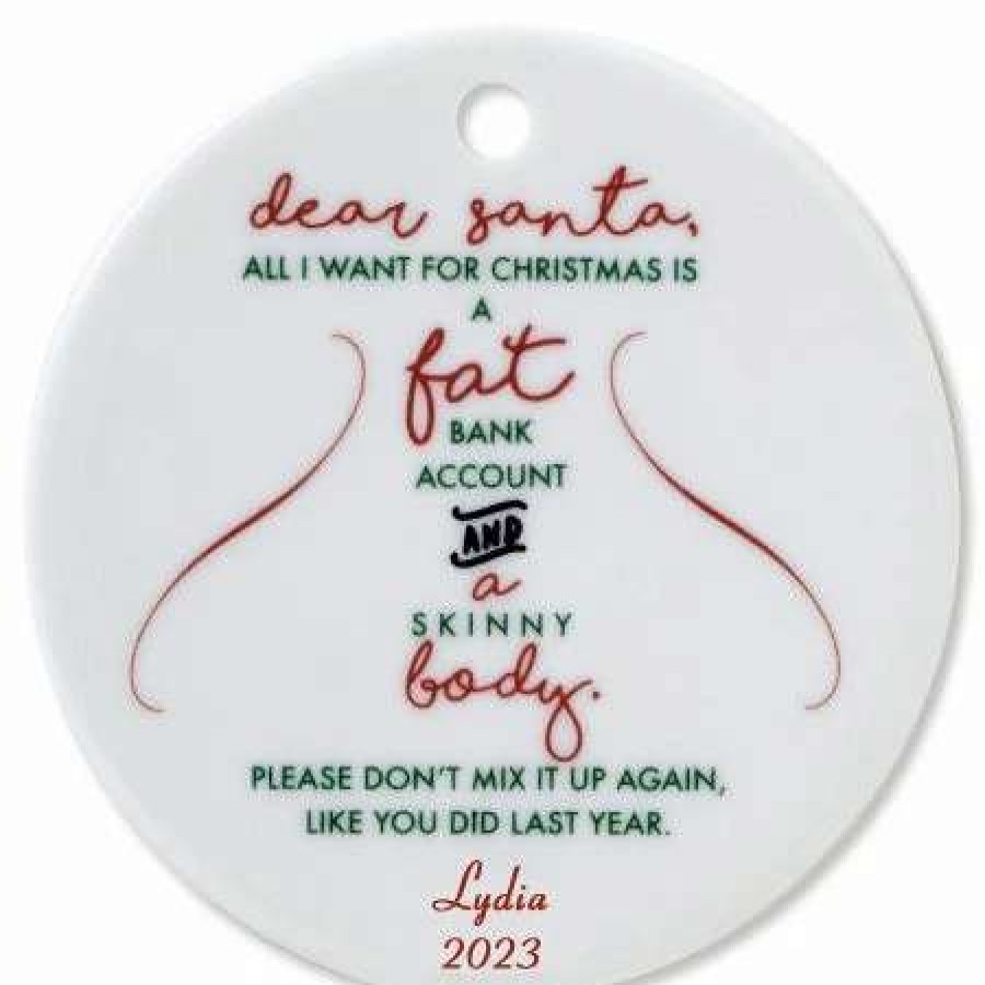 Holidays & Events * | Personalized Dear Santa Round Christmas Ornament