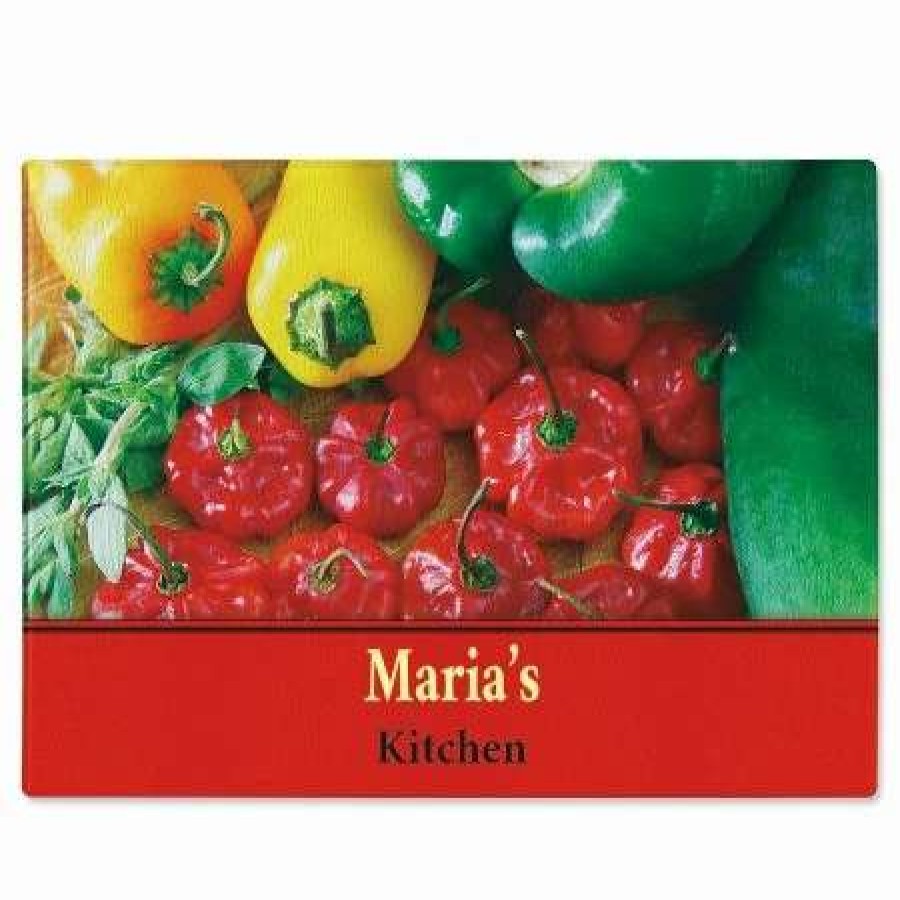 For Home * | Chili Peppers Tempered Glass Cutting Board