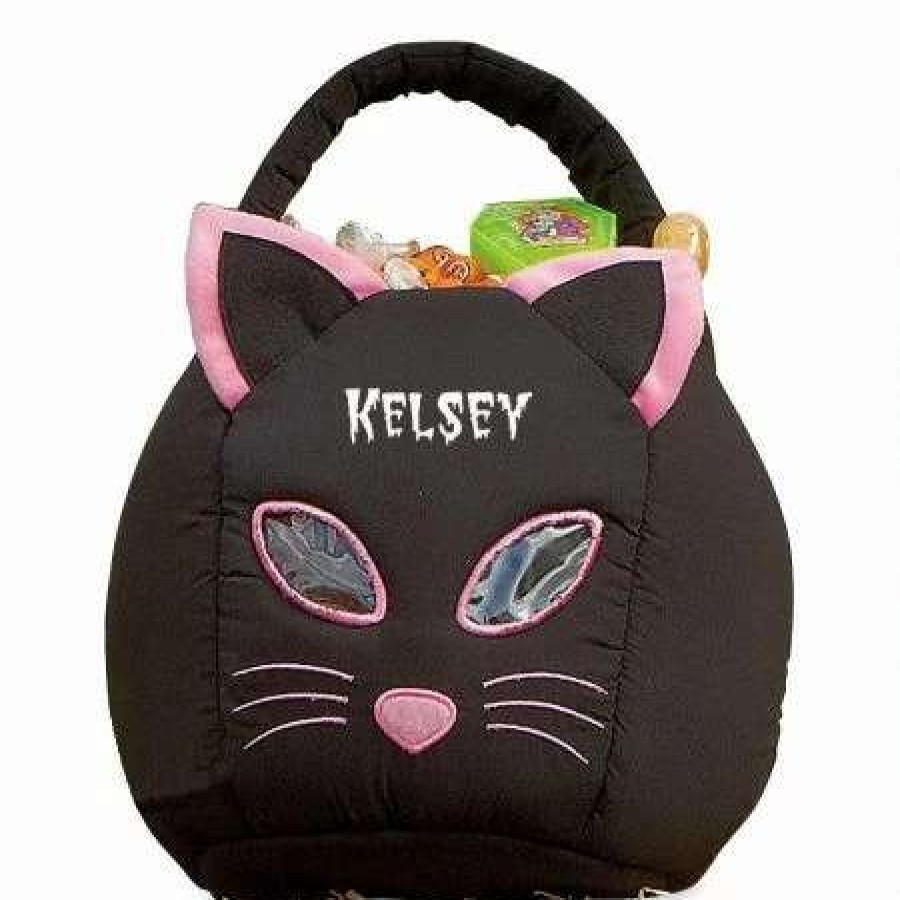 Holidays & Events * | Black Cat Halloween Personalized Treat Basket