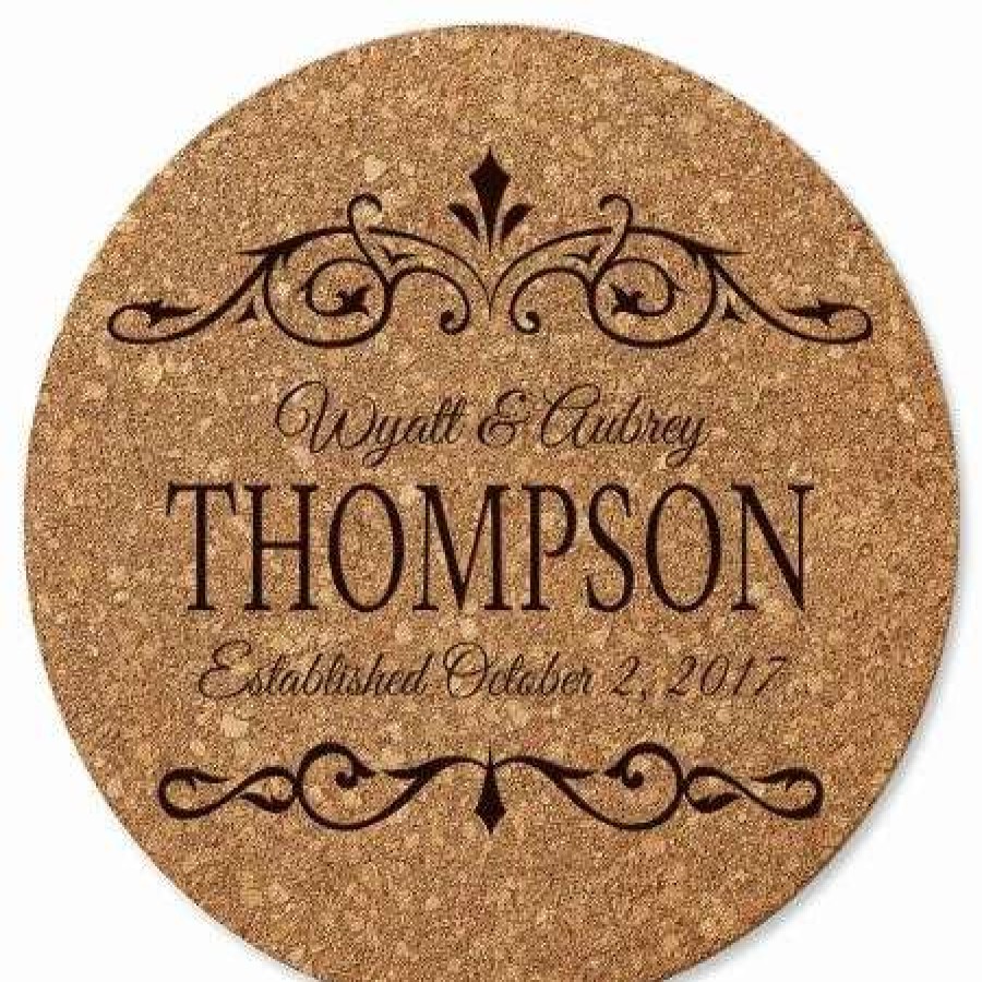 For Home * | Established In… Round Cork Personalized Trivet