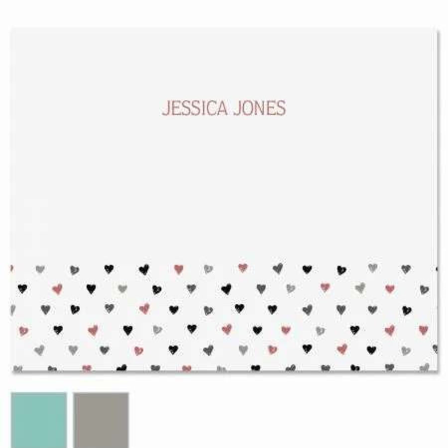 Greeting Cards & Stationery * | Mini Hearts Personalized Note Cards