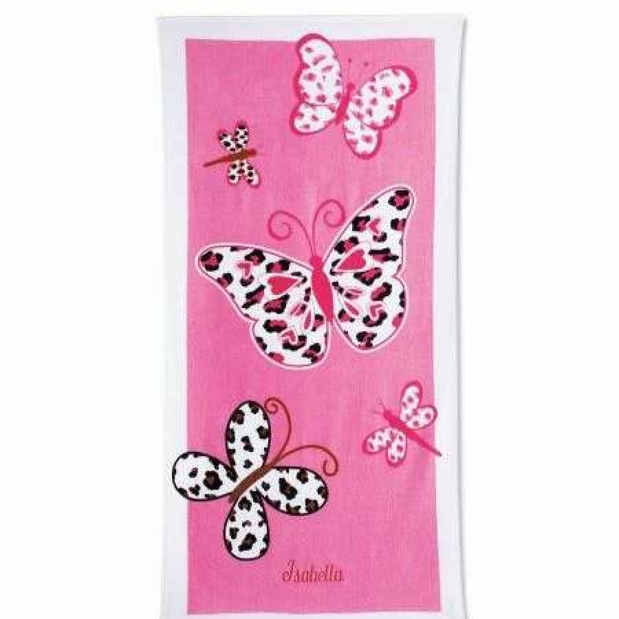 For Kids * | Leopard Butterflies Personalized Beach Towel