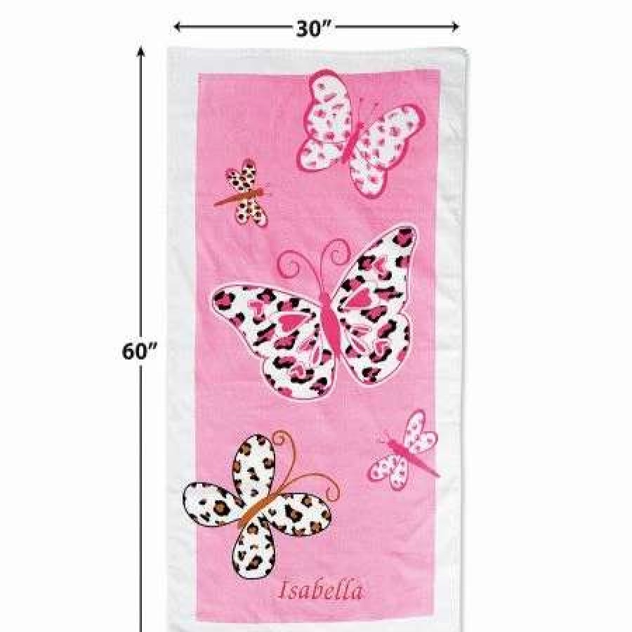 For Kids * | Leopard Butterflies Personalized Beach Towel