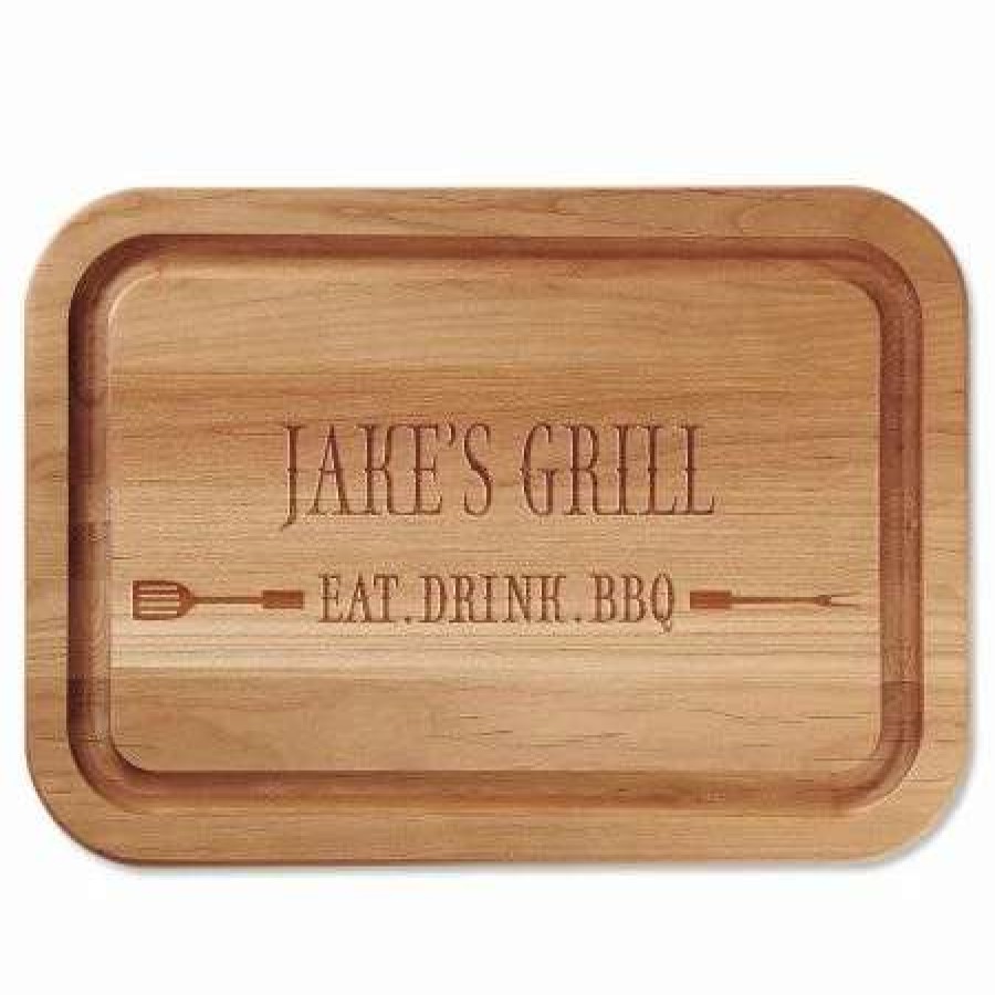 For Home * | Eat, Drink, Bbq Engraved Wood Cutting Board