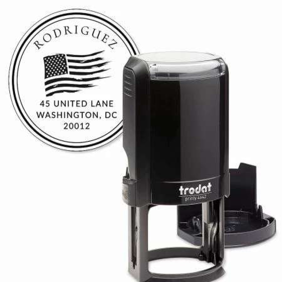 Holidays & Events * | Patriotic Self-Inking Round Address Stamp