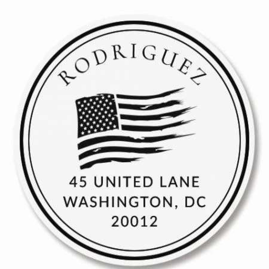 Holidays & Events * | Patriotic Self-Inking Round Address Stamp