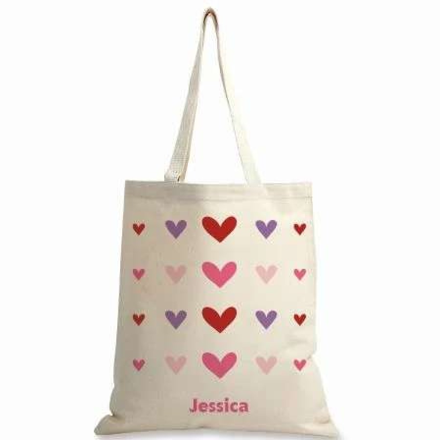 For Kids * | Hearts Personalized Canvas Tote