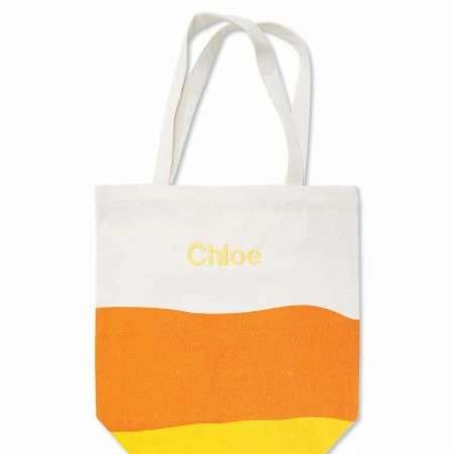 Holidays & Events * | Candy Corn Stripe Personalized Tote