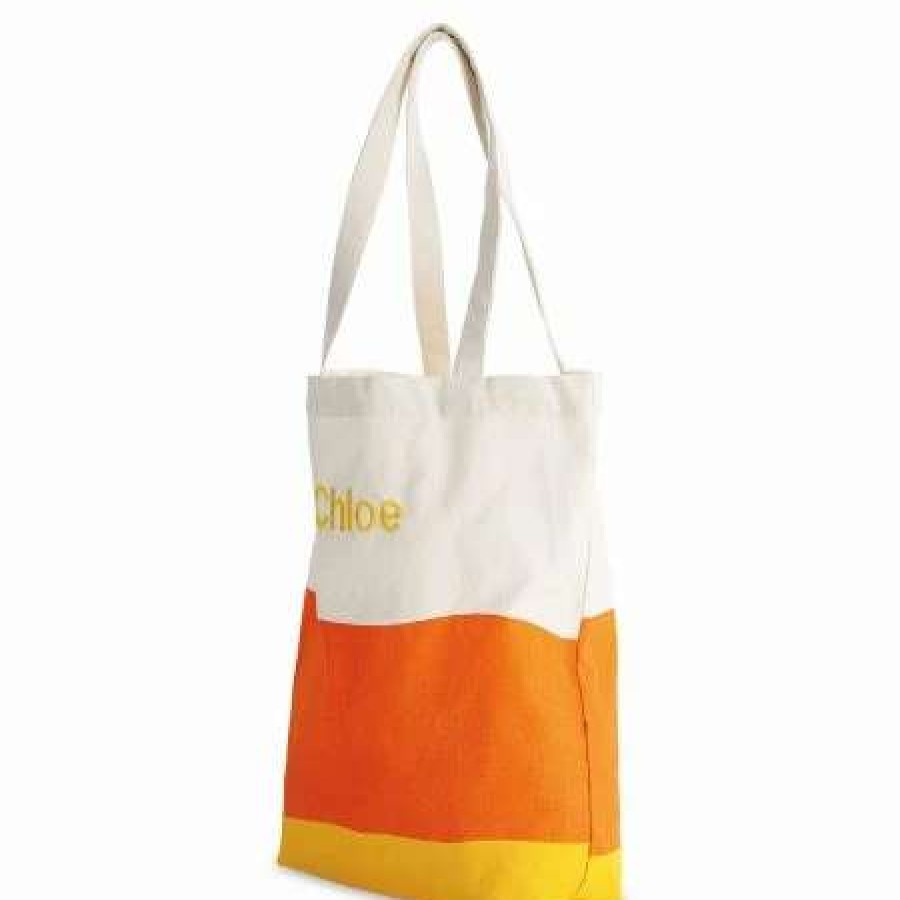 Holidays & Events * | Candy Corn Stripe Personalized Tote