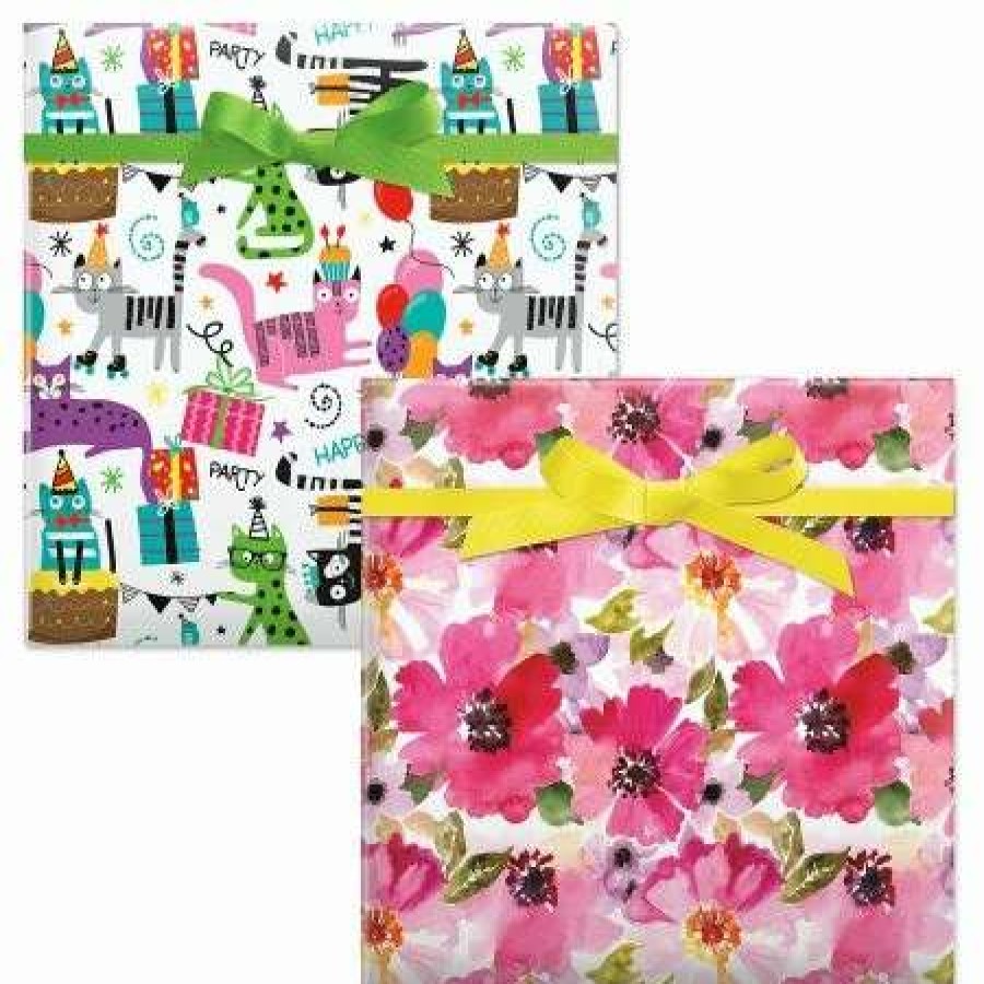 Wrapping Paper * | Perfect Pink/Birthday Cats Birthday Jumbo Rolled Gift Wrap