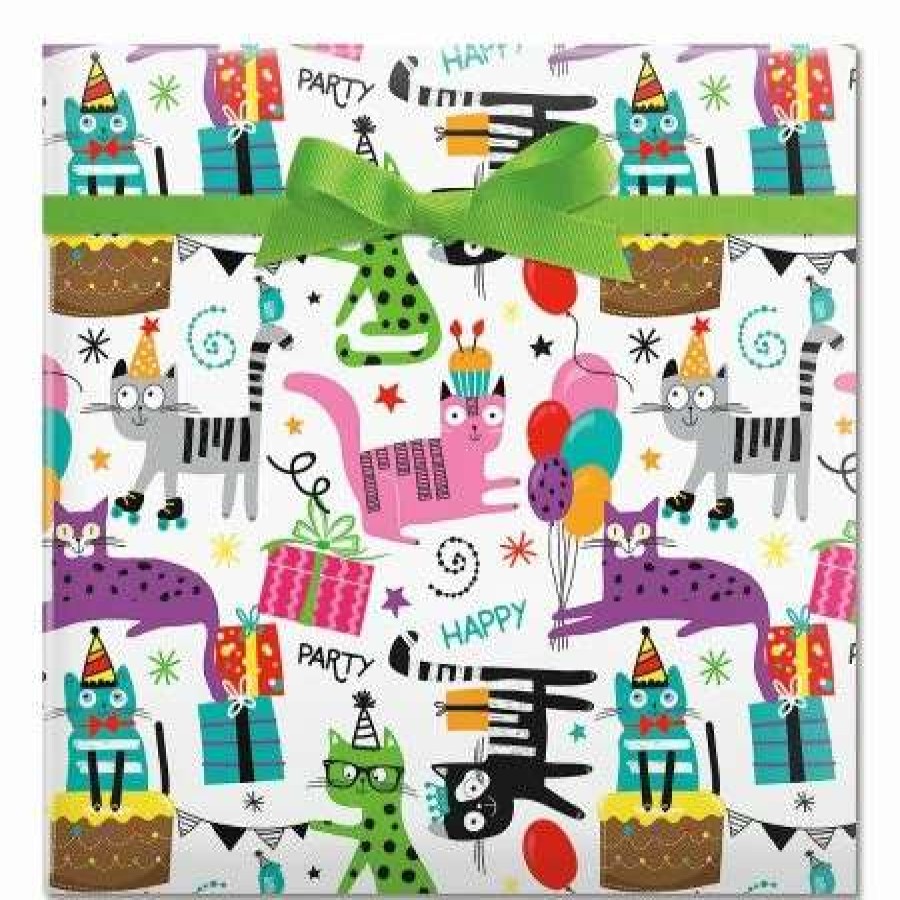 Wrapping Paper * | Perfect Pink/Birthday Cats Birthday Jumbo Rolled Gift Wrap