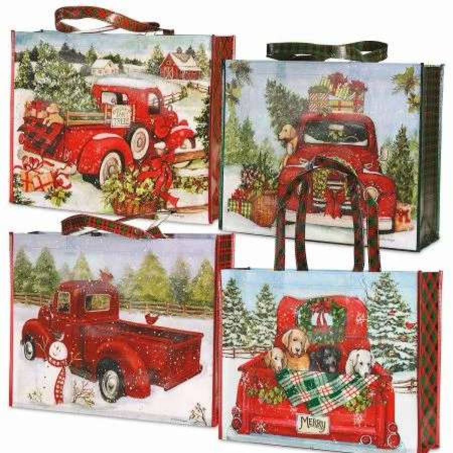 Wrapping Paper * | Red Truck Large Shopping Tote Bags