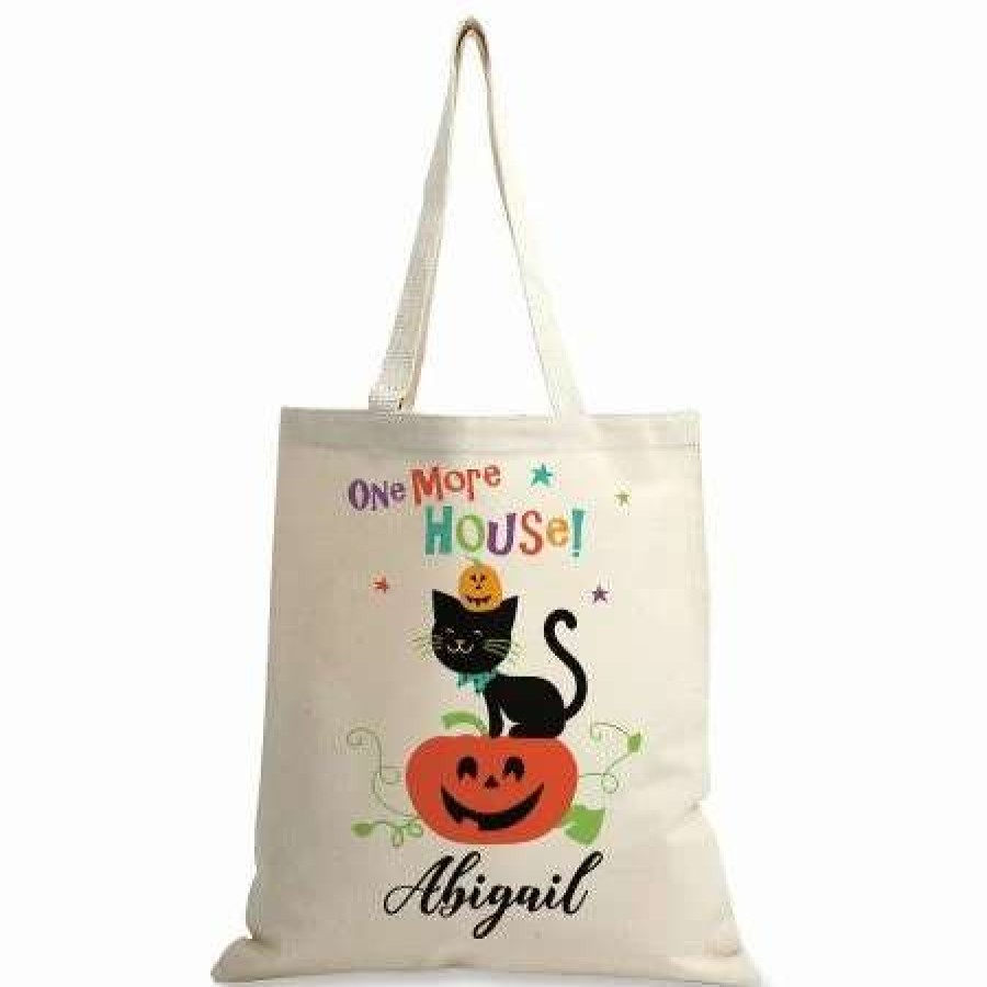 Holidays & Events * | Kids' Halloween Jack-O'-Lantern Personalized Canvas Tote