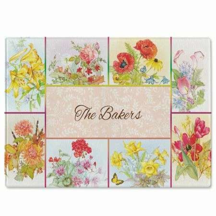 For Home * | Beautiful Flowers Tempered Glass Cutting Board