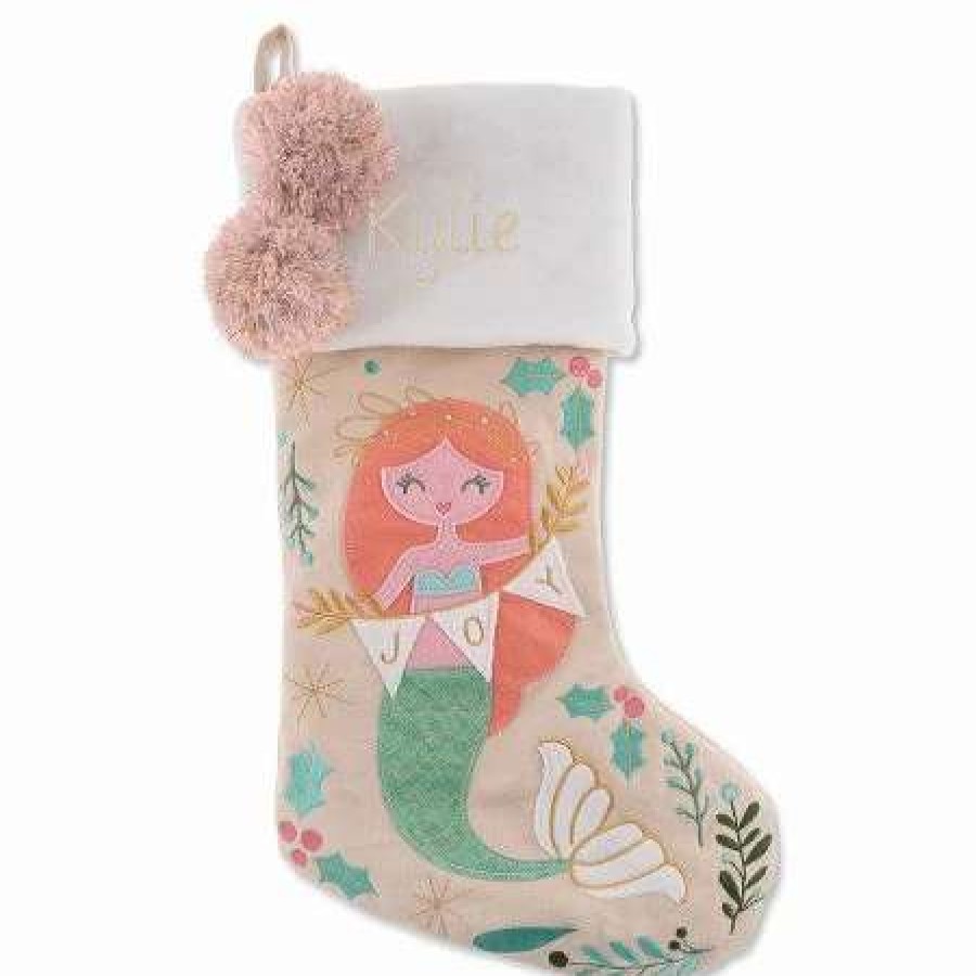 Holidays & Events * | Personalized Embroidered Mermaid Stocking By Stephen Joseph