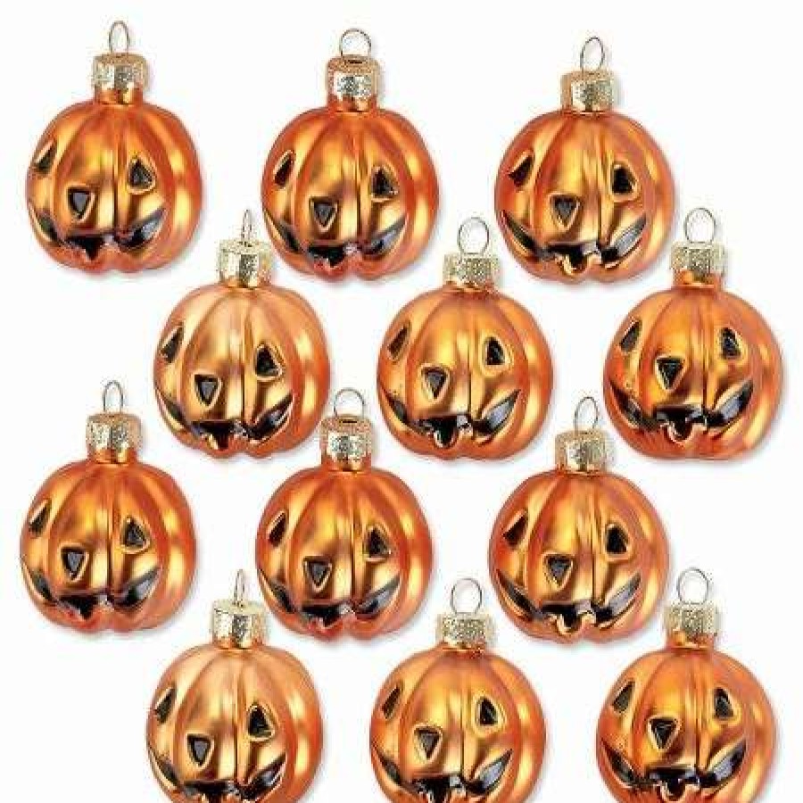 Holidays & Events * | Jack O' Lantern Halloween Glass Ornaments