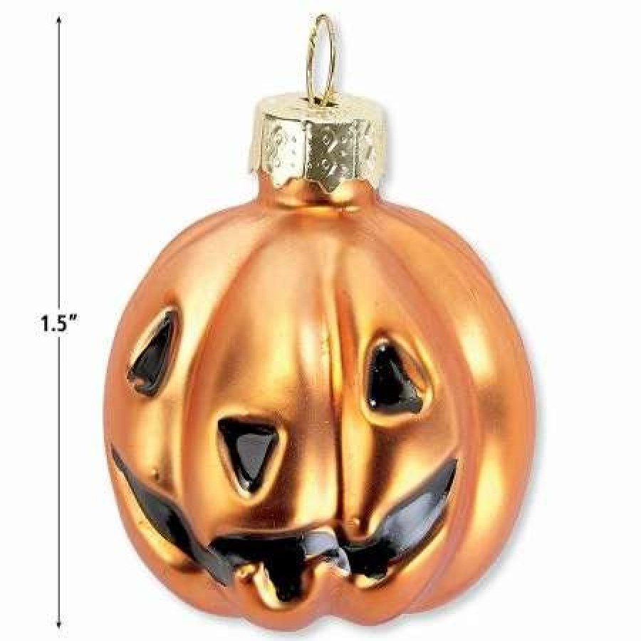 Holidays & Events * | Jack O' Lantern Halloween Glass Ornaments