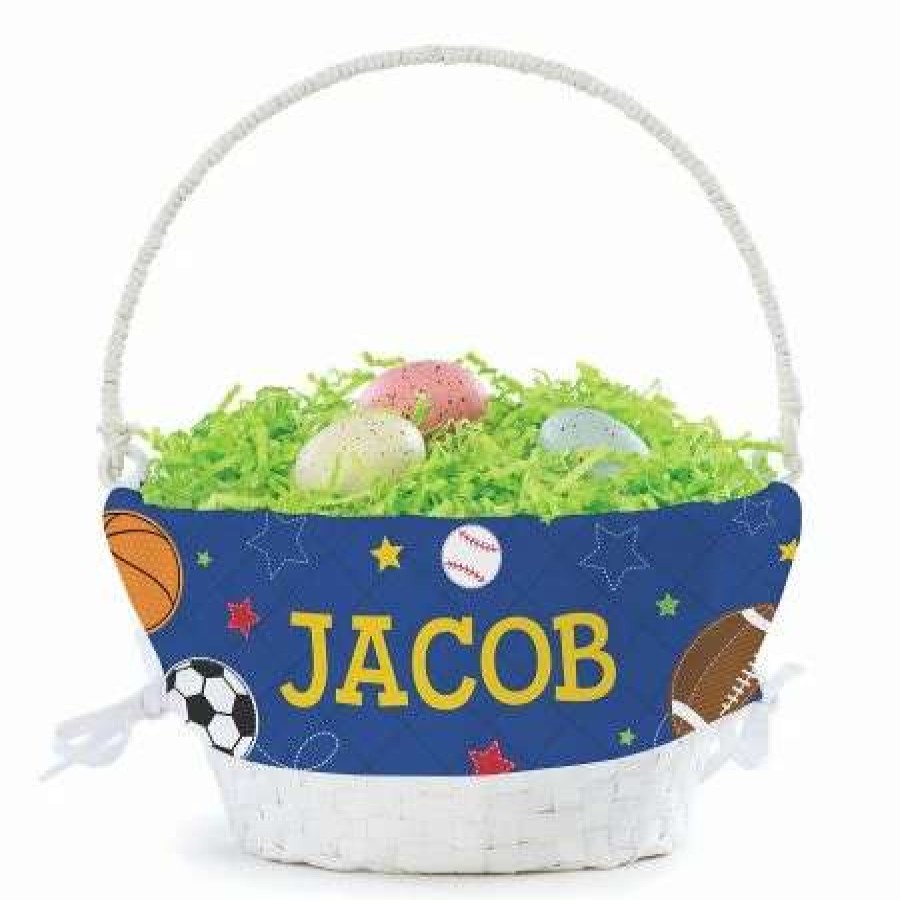 Holidays & Events * | Personalized Sports Easter Basket With Liner