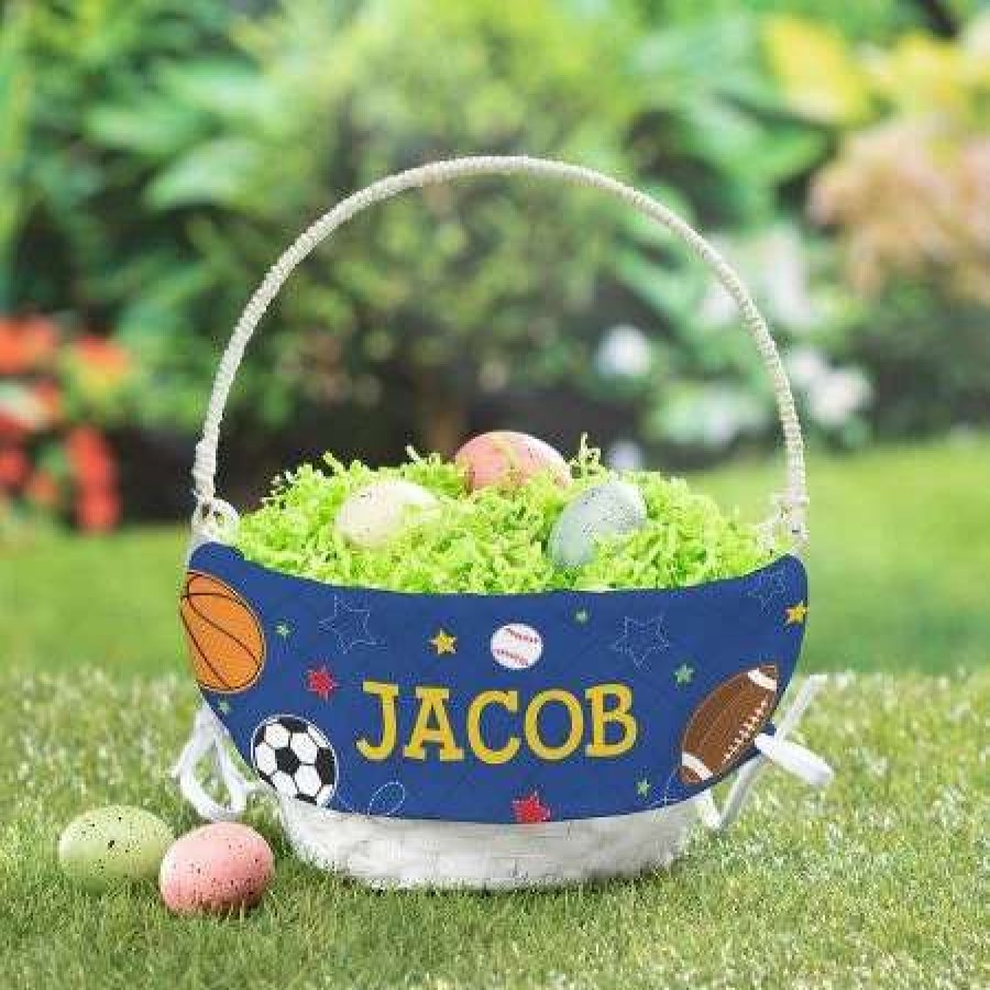 Holidays & Events * | Personalized Sports Easter Basket With Liner