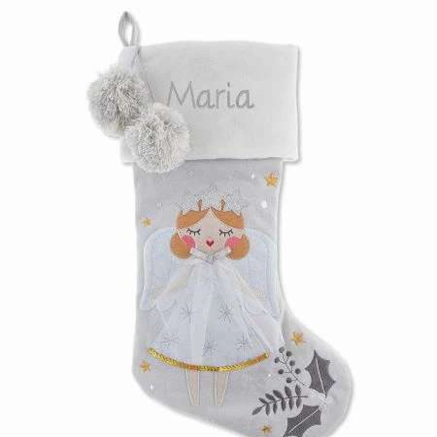 Holidays & Events * | Personalized Embroidered Angel Blonde Hair Stocking By Stephen Joseph