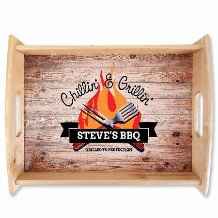 For Home * | Chillin & Grillin' Barbeque Personalized Serving Tray