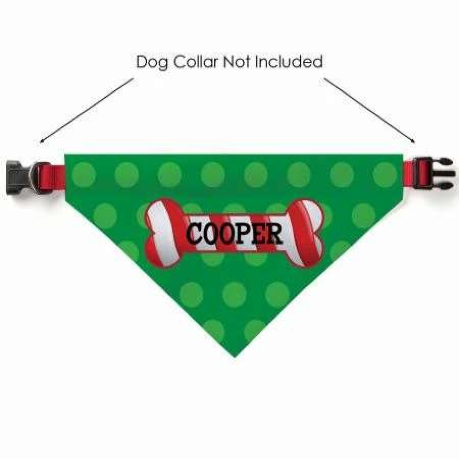 Holidays & Events * | Pet Personalized Bandana Candy Cane Bone