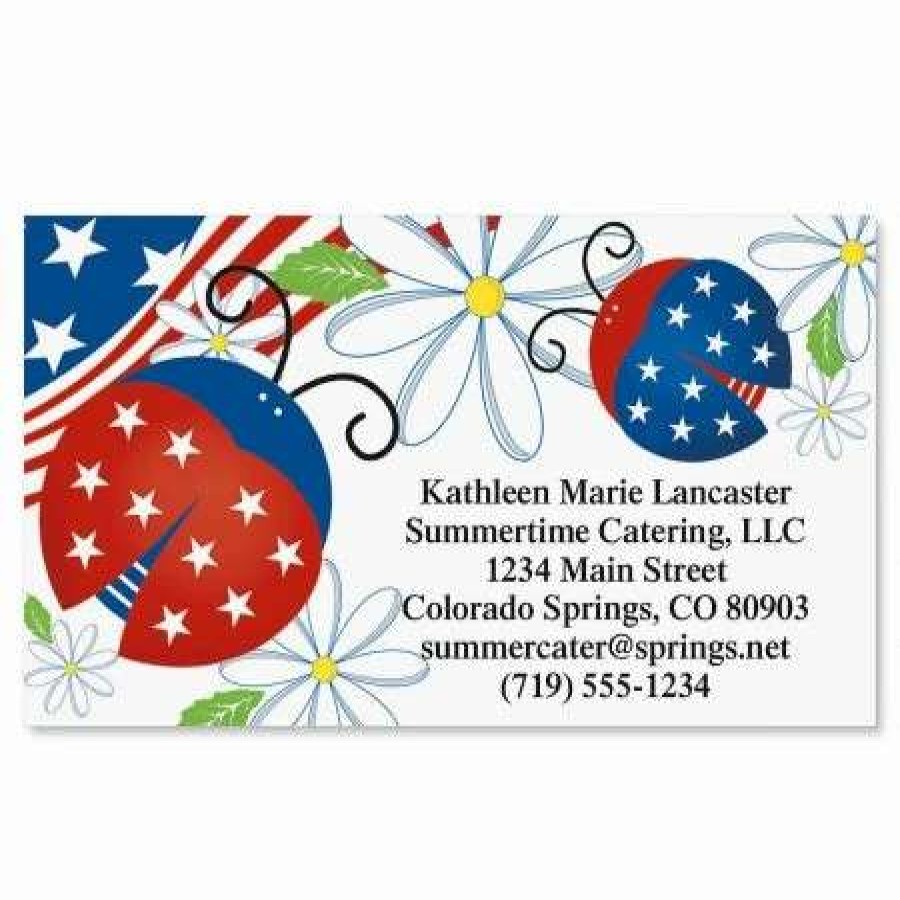 Holidays & Events * | Patriotic Ladybugs Standard Calling Cards