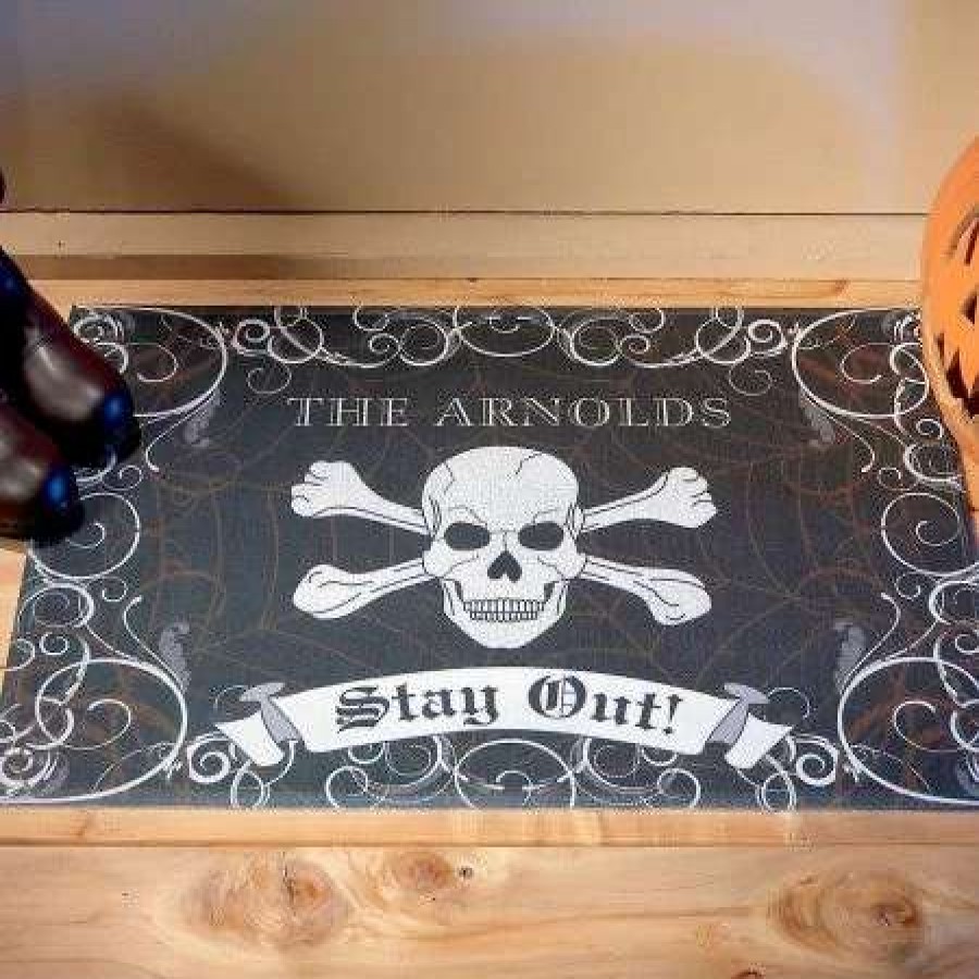 Holidays & Events * | Skull & Bones Personalized Halloween Doormat