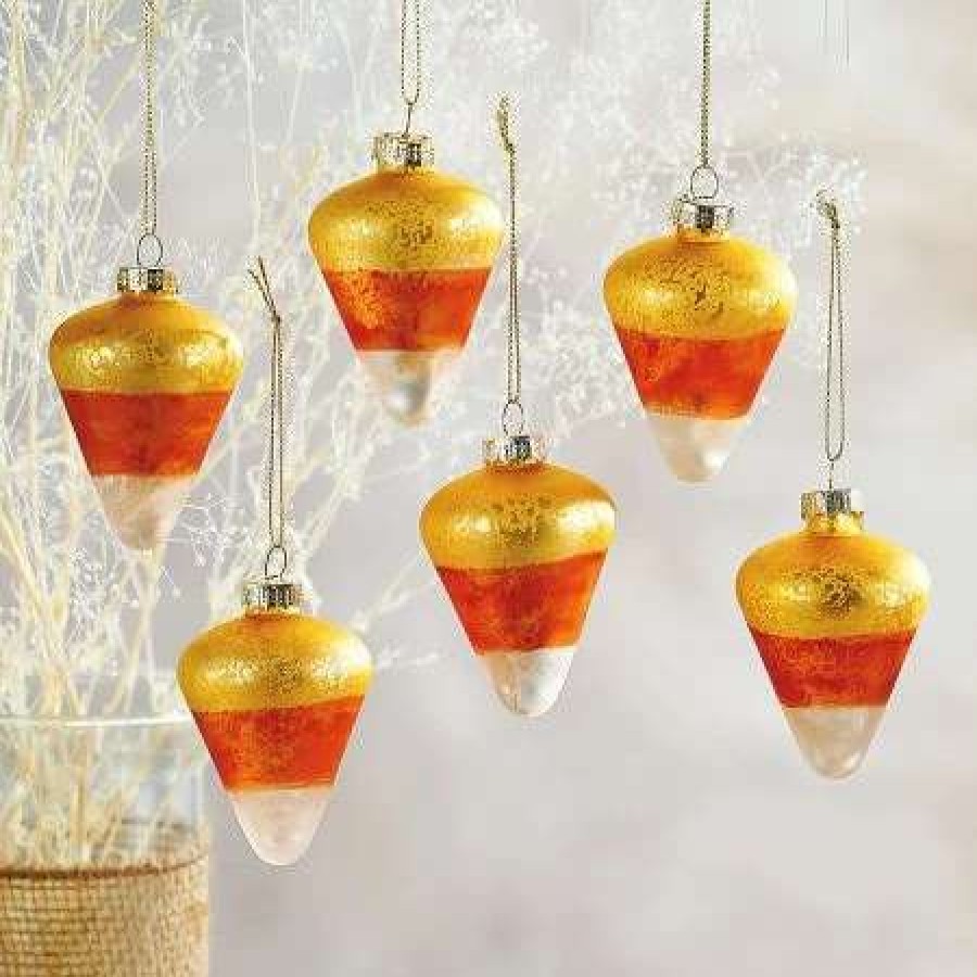 Holidays & Events * | Candy Corn Halloween Glass Ornaments