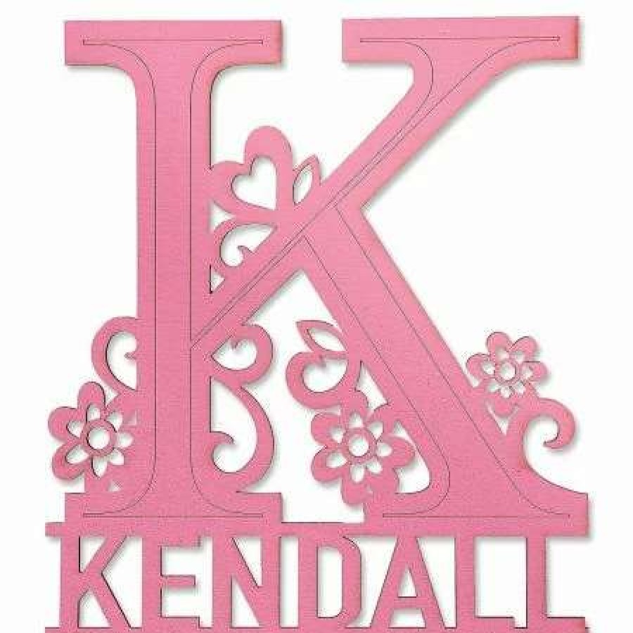 For Kids * | Pink Name & Initial Personalized Plaque