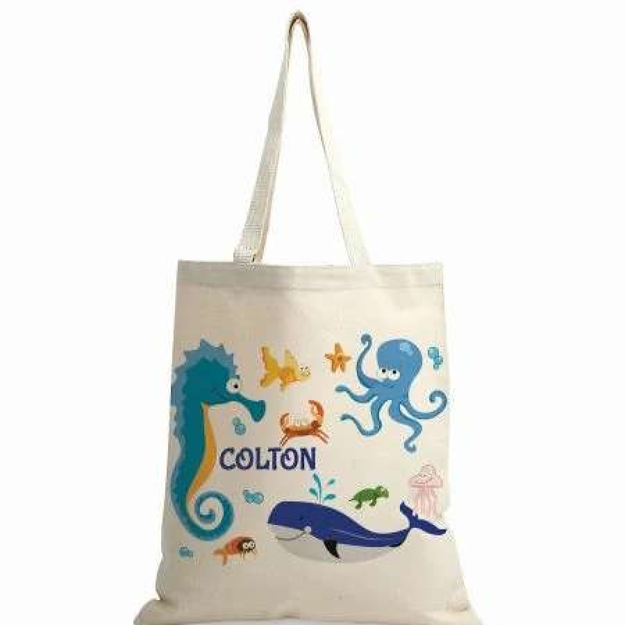 For Kids * | Under The Sea Personalized Canvas Tote