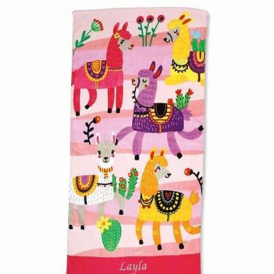 For Kids * | Llama Personalized Beach Towel