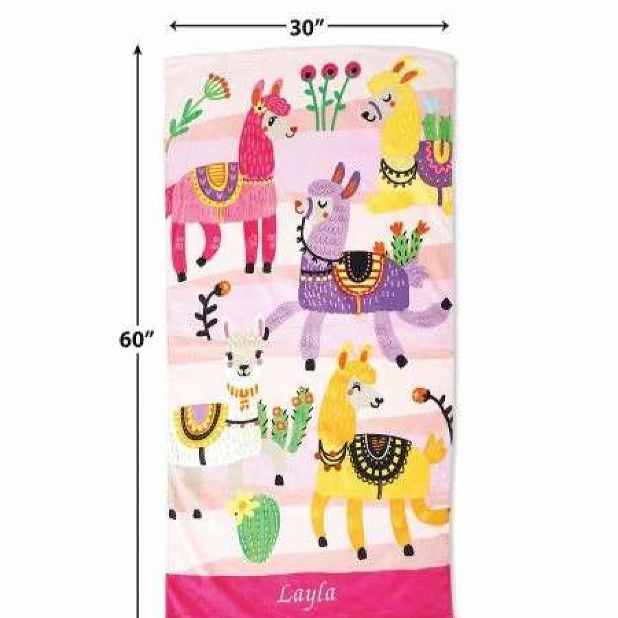 For Kids * | Llama Personalized Beach Towel