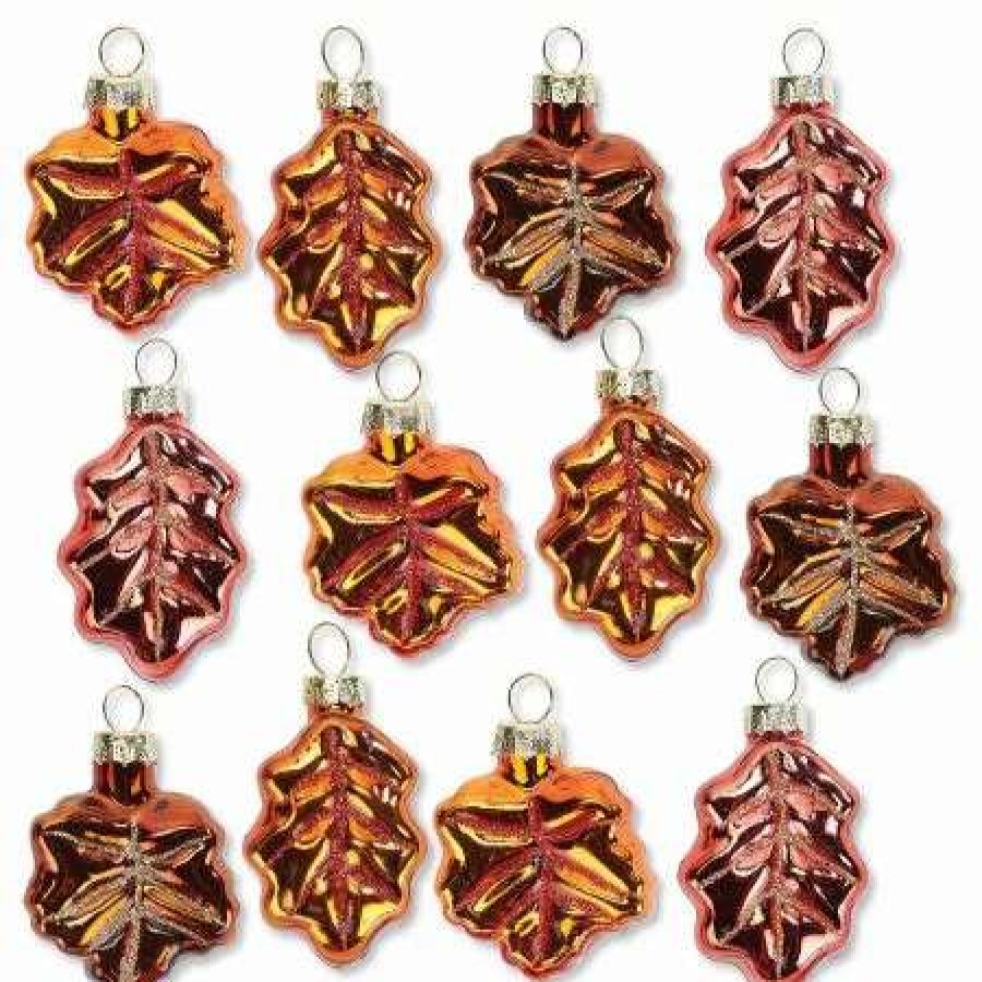 Gifts * | Fall Leaves Glass Ornaments