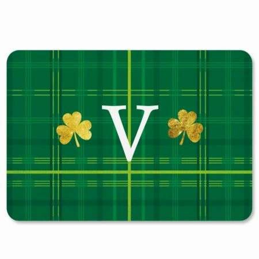 For Home * | Shamrock Plaid Personalized St Patrick'S Day Doormat