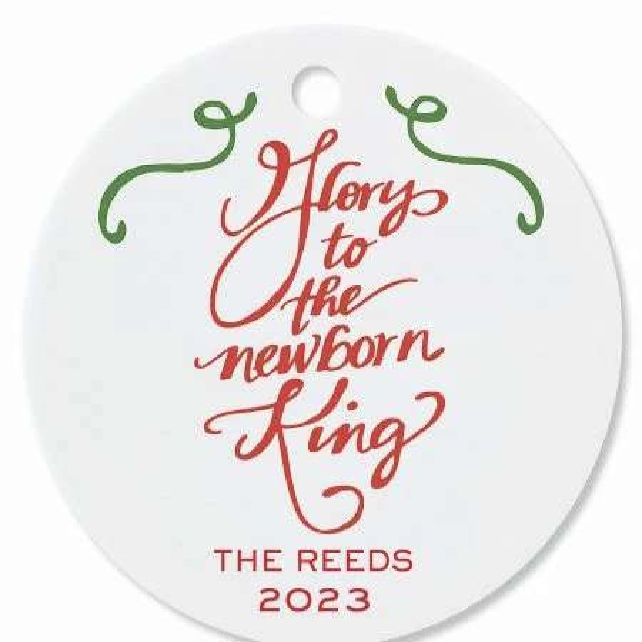 Holidays & Events * | Personalized Glory To The Newborn King Round Christmas Ornament