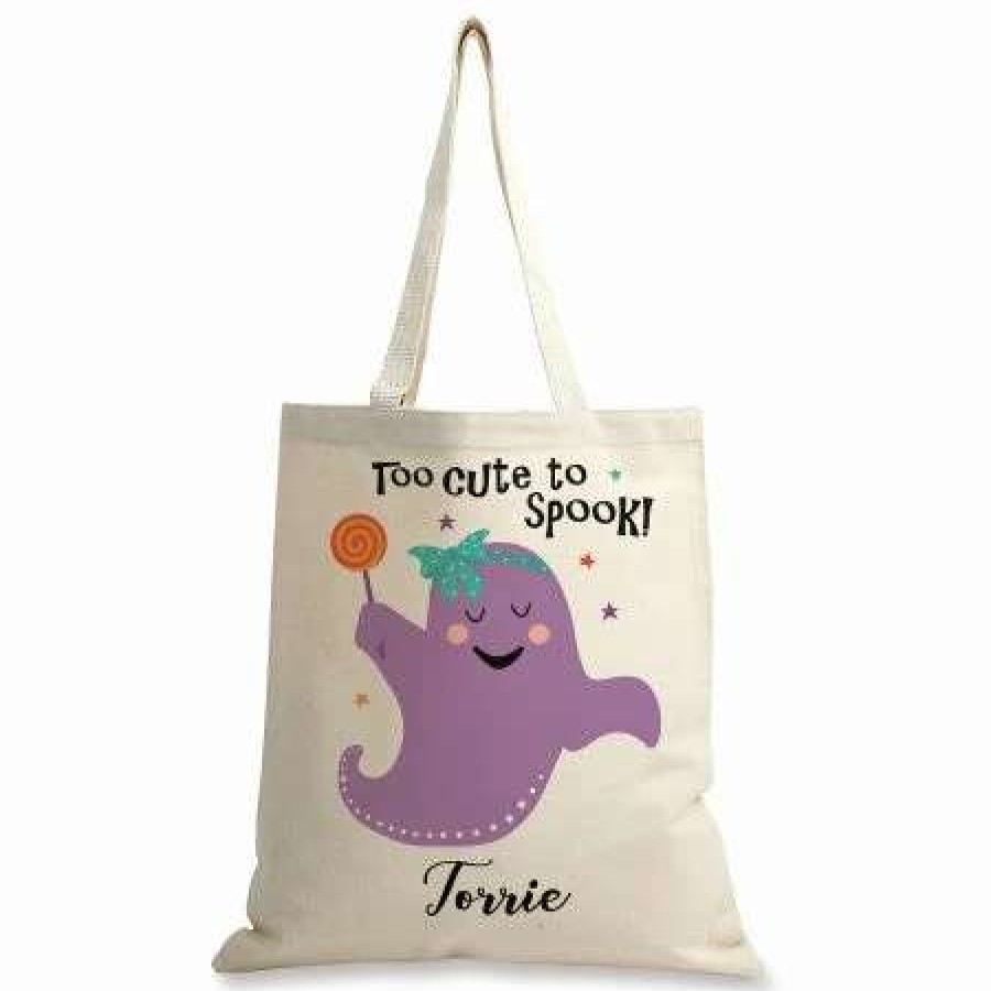 Holidays & Events * | Ghost Halloween Personalized Canvas Tote