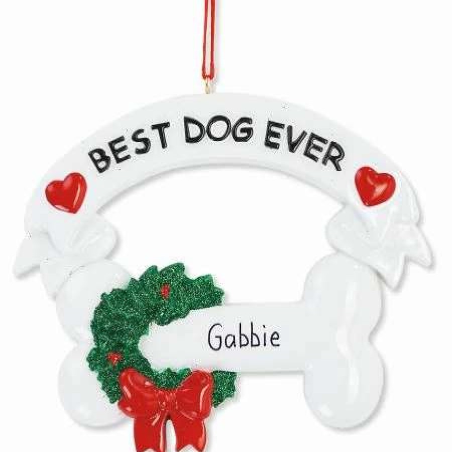 Gifts * | Best Dog Ever Hand-Lettered Christmas Ornament