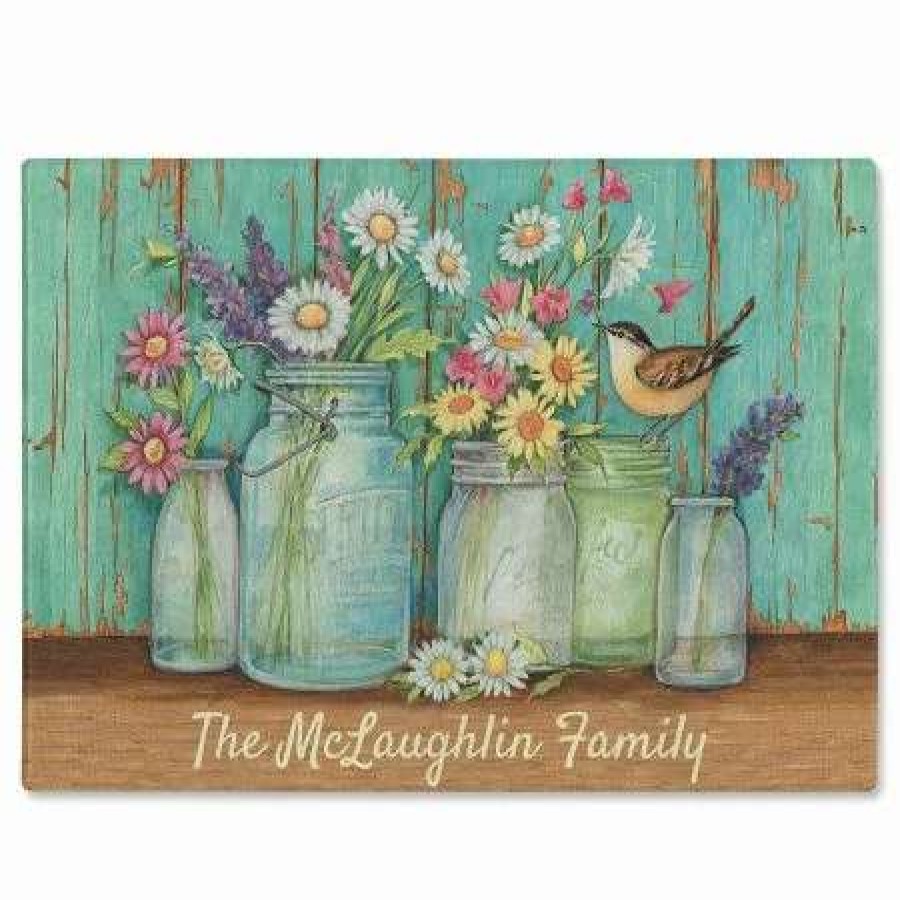 For Home * | Flower Jars Tempered Glass Cutting Board By Susan Winget