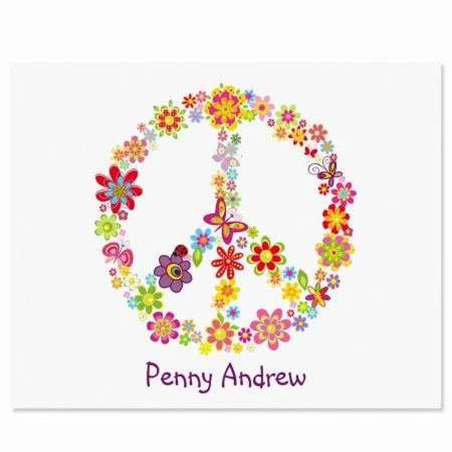 For Kids * | Peace Sign Personalized Note Cards