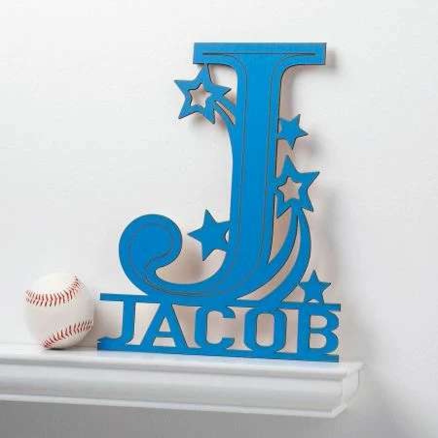 For Kids * | Blue Name & Initial Personalized Plaque