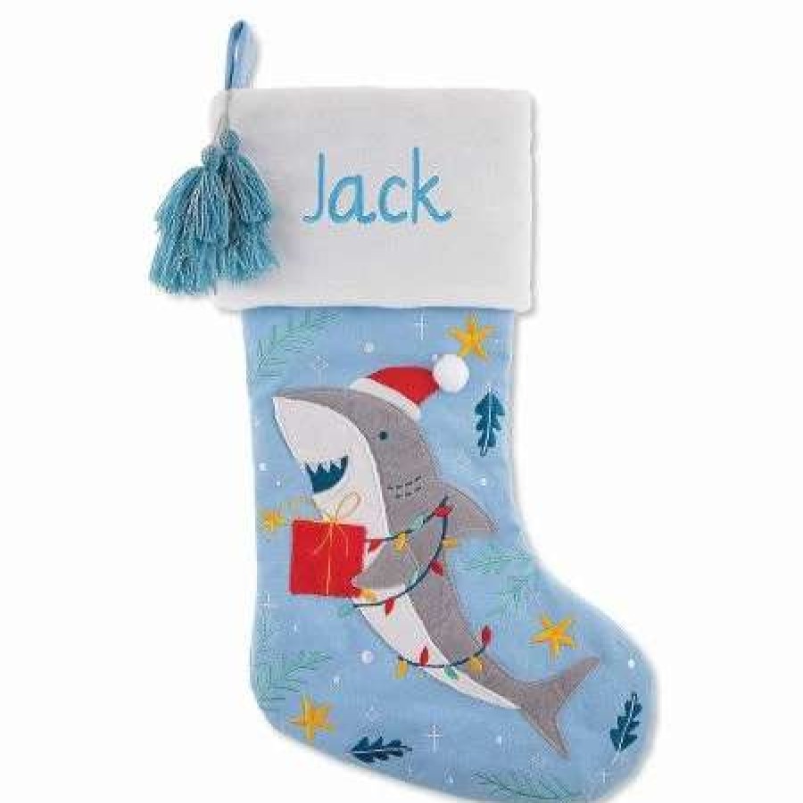 Holidays & Events * | Personalized Embroidered Shark Stocking By Stephen Joseph