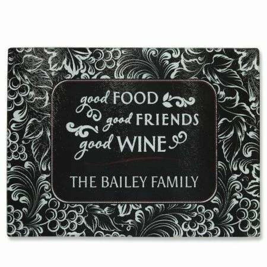 For Home * | Good Food, Wine, And Friends Tempered Glass Cutting Board